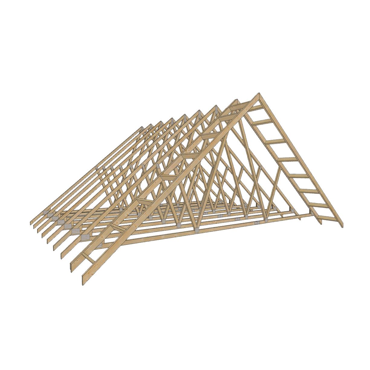 Gable ladders on a set of trusses