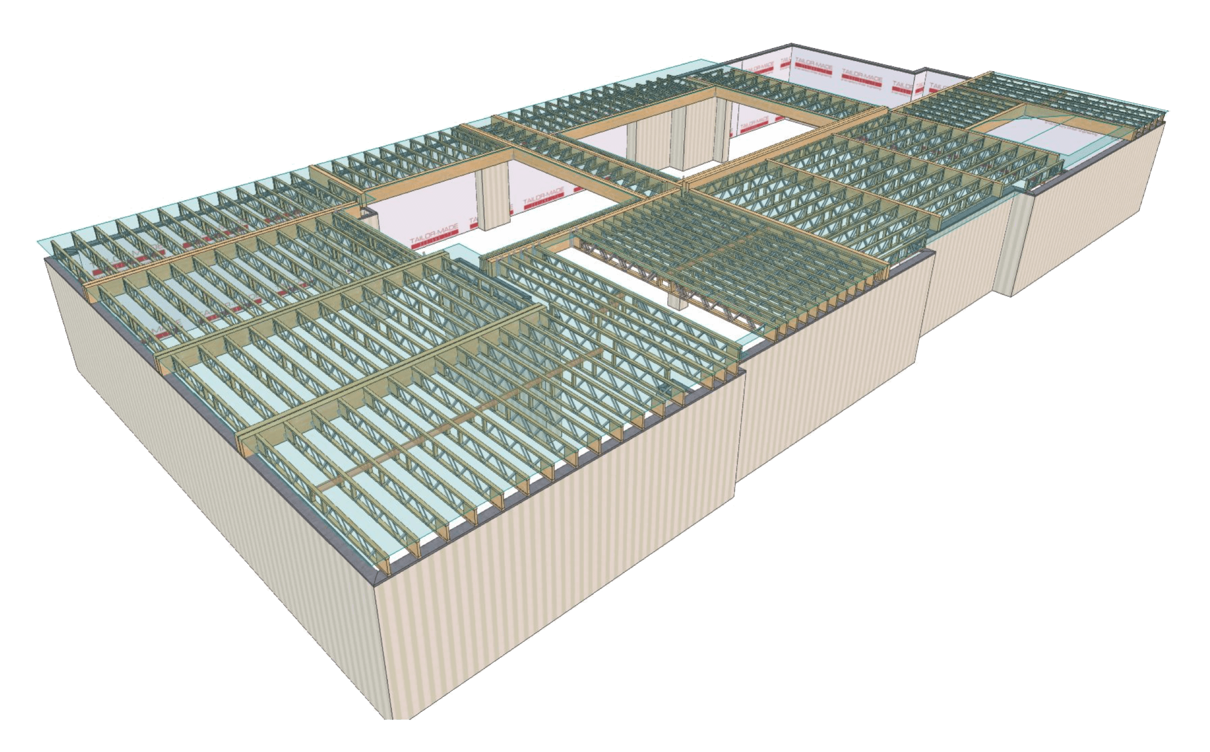 3D render of a building with posi-joists installed