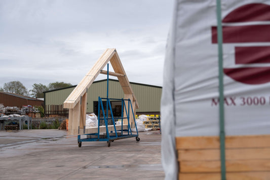 An attic truss in a yard