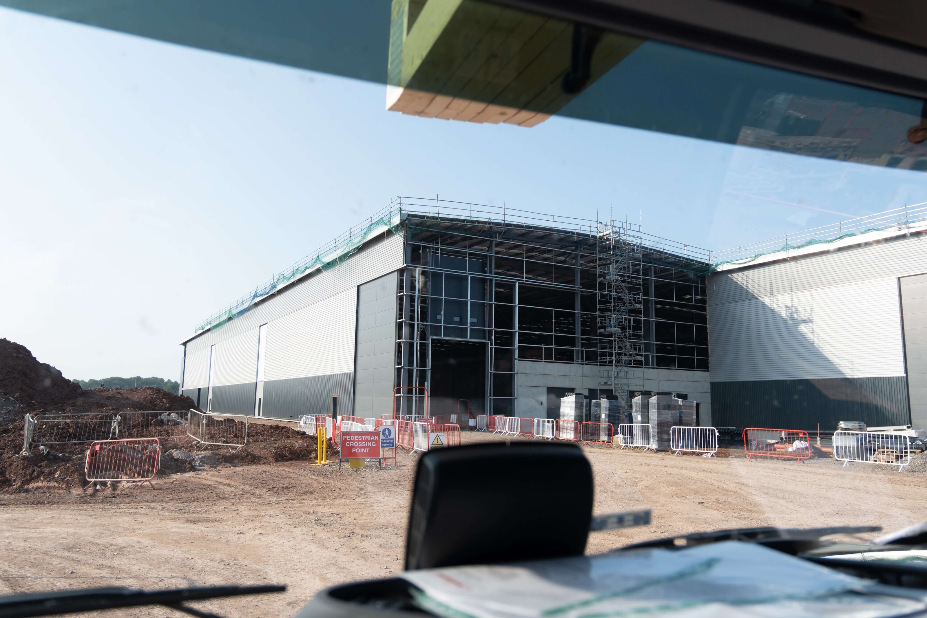 view of a large factory being built