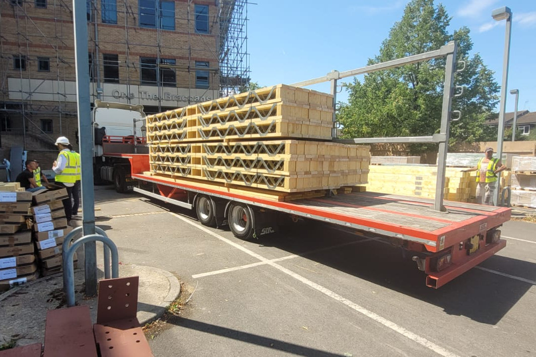 posi-joists being delivered to a building site in Reading