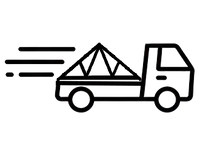 Icon of a lorry with a truss on the back.