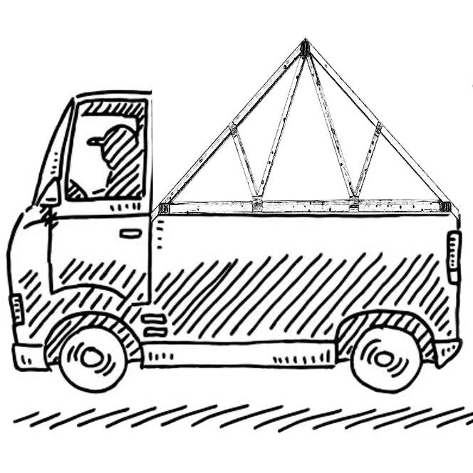 animated lorry with truss on the back