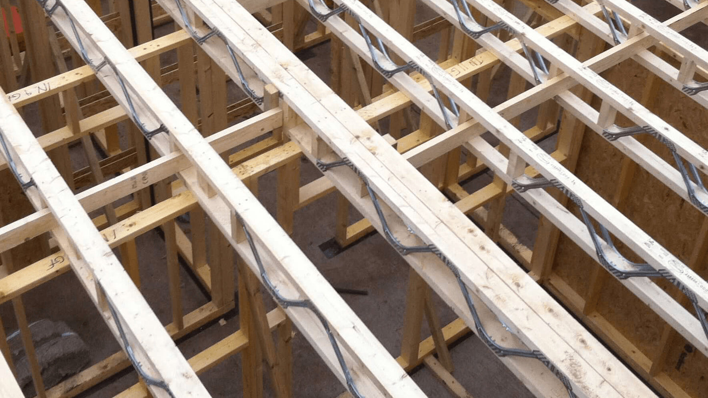 posi-joists installed as a floor in a timber framed home